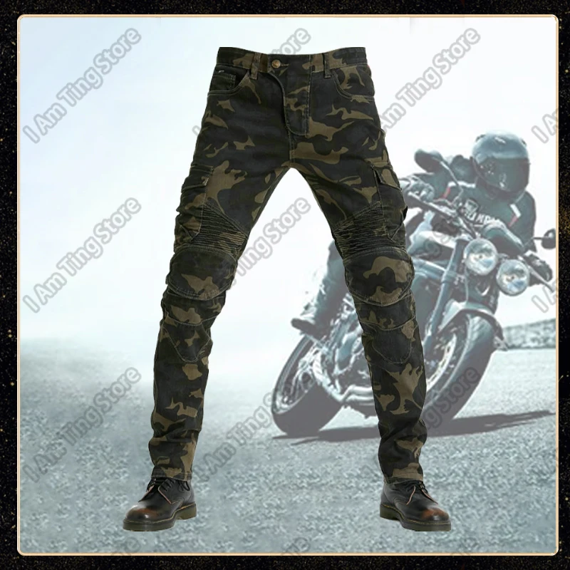 Motorcycle Pants Riding Jeans Anti-fall Classic Motorcycle Rider Racing Pants All Seasons Camouflage Pants Four Seasons Casual