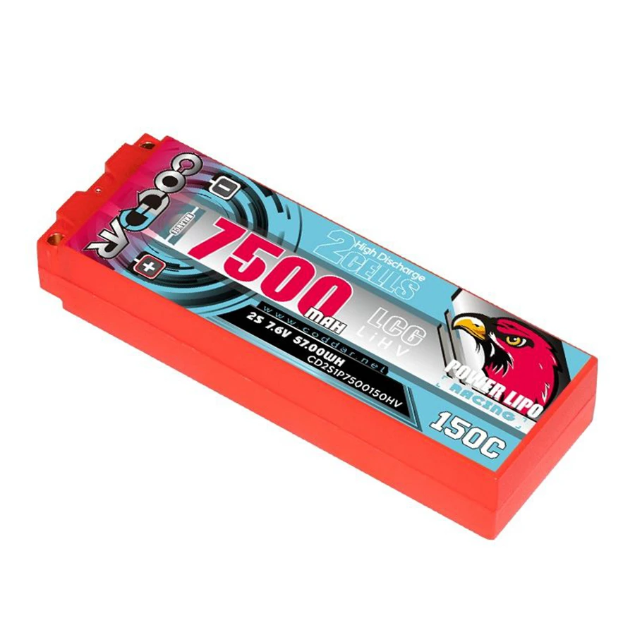 

CD2S1P7500150HV 7500MAH 2S 7.6V 150C LCG High Burst RC 1/10 Model Rechargeable Lithium Battery Pack