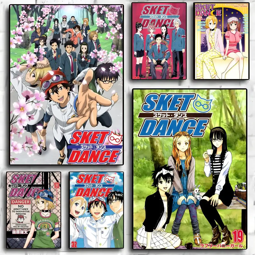 SKET DANCE Anime-Schulkomödie-Poster, selbstklebendes, hochwertiges, ästhetisches Druckpapier, Wandkunst für Wohnzimmer, Heimdekoration