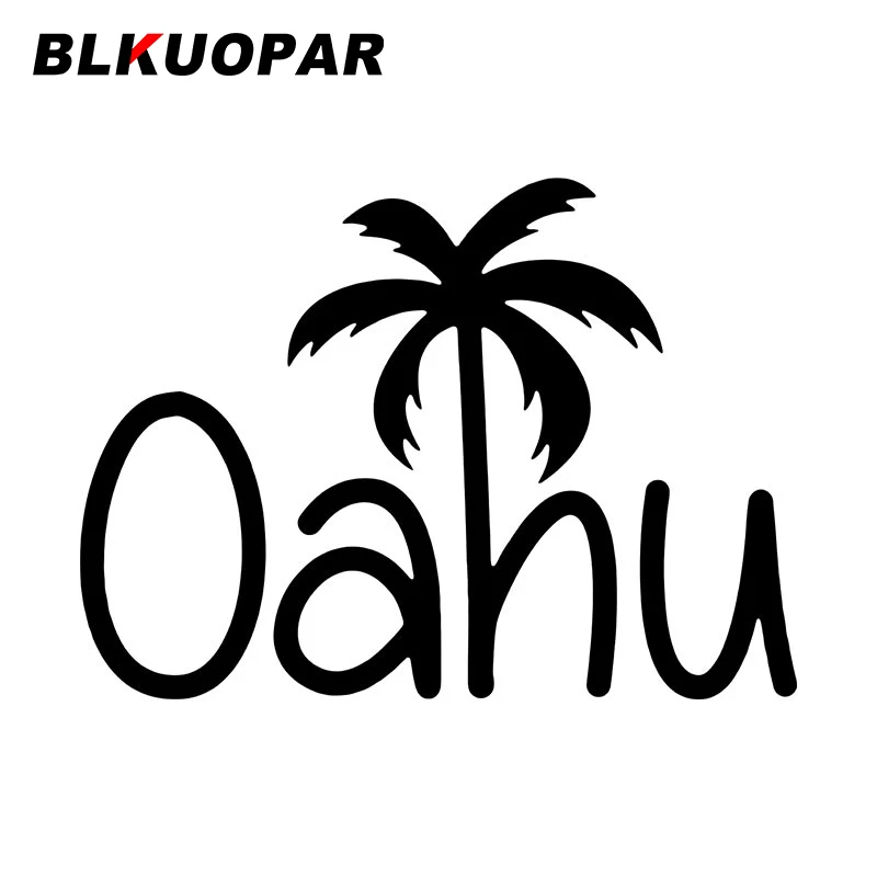 BLKUOPAR Oahu نص صورة ظلية سيارة ملصق الرسومات شخصية ملصق مائي الزجاج الأمامي محمول جذع ركوب الأمواج باب السيارة حامي