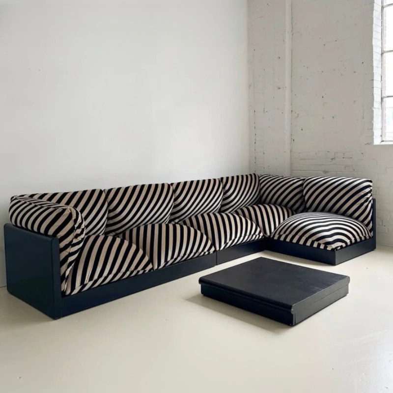 Geometric square sofa, industrial twill velvet, modular sofa
