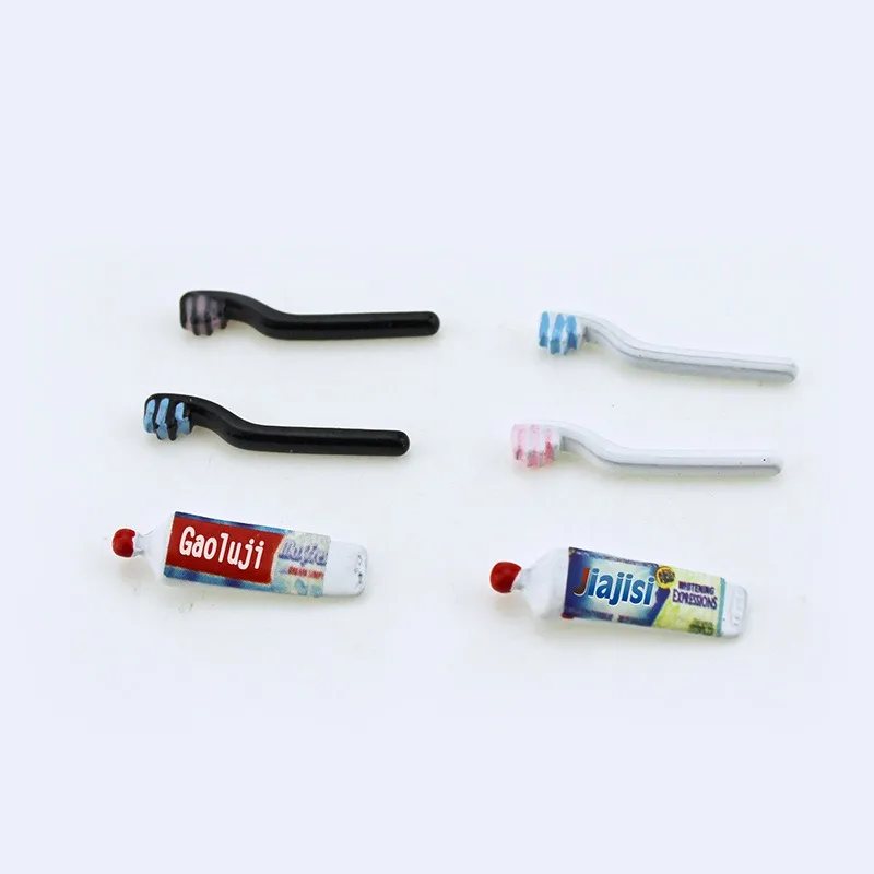 3pcs Miniature Toy Model OB11 Dollhouse Accessories Mini Toothpaste Toothbrush Set