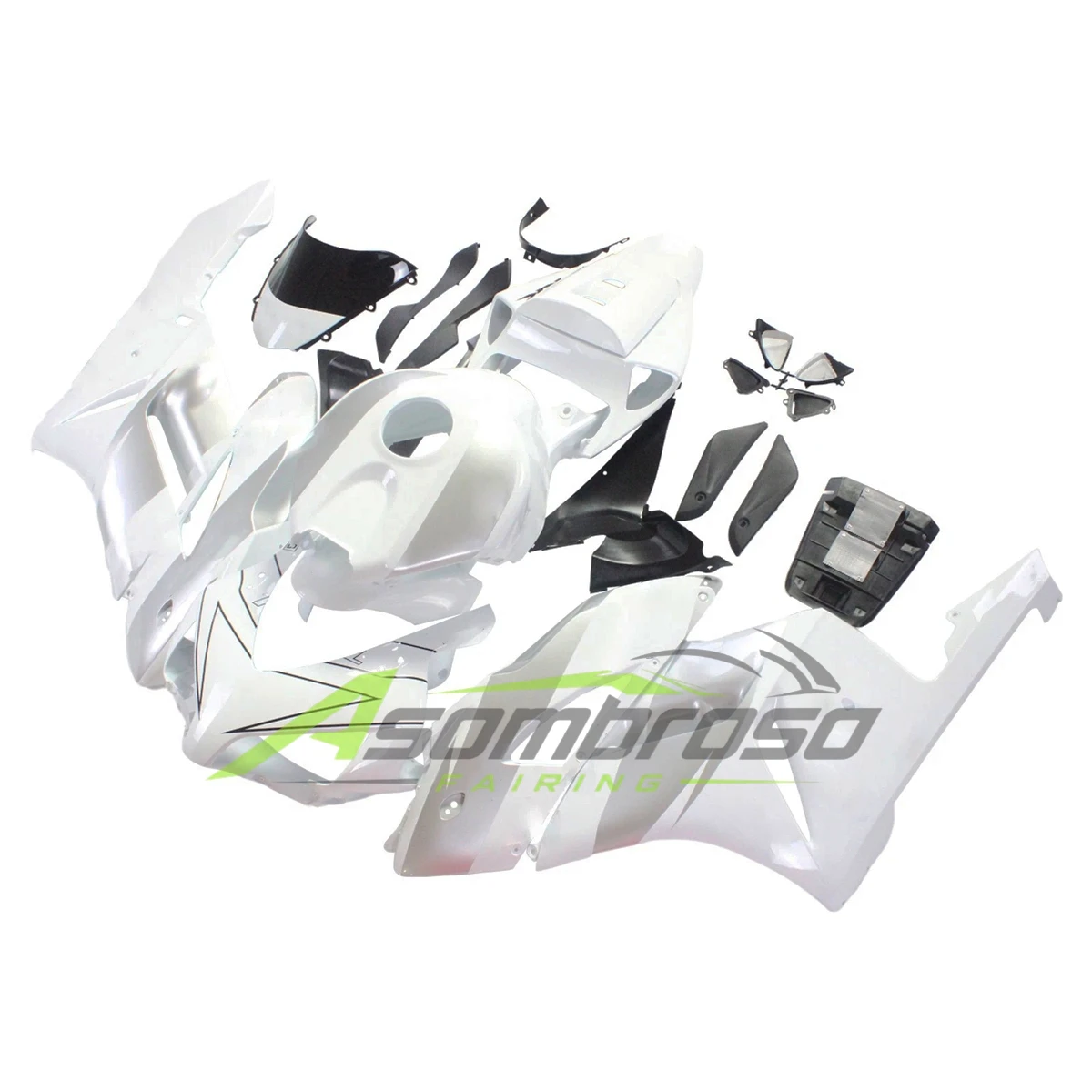 For Honda CBR 1000RR SC57 2004-2005 Racing Fairing Body Work Kit Left Right Side Panels Front Fender Rear Seat Cowl White Silver view 4