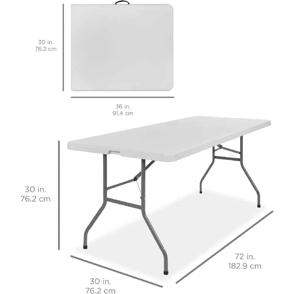 Plastic Folding Table, Indoor Outdoor Heavy Duty Portable w/Handle, Lock for Picnic, Party, Camping