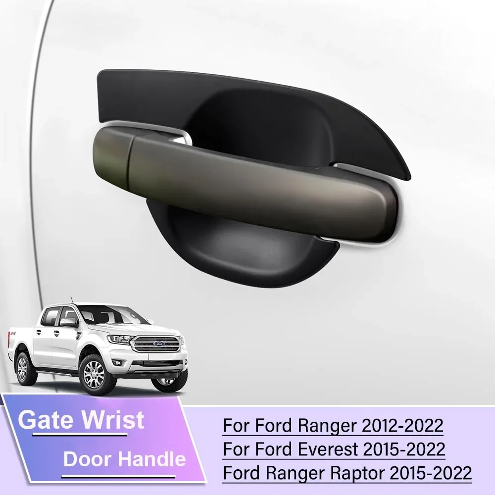 Matte Black Raptor Style Door Handle Cover Door Handle Inner Cap Set For Ford Ranger 2012-2022 WILDTRAK SPORT XL XLT XLS