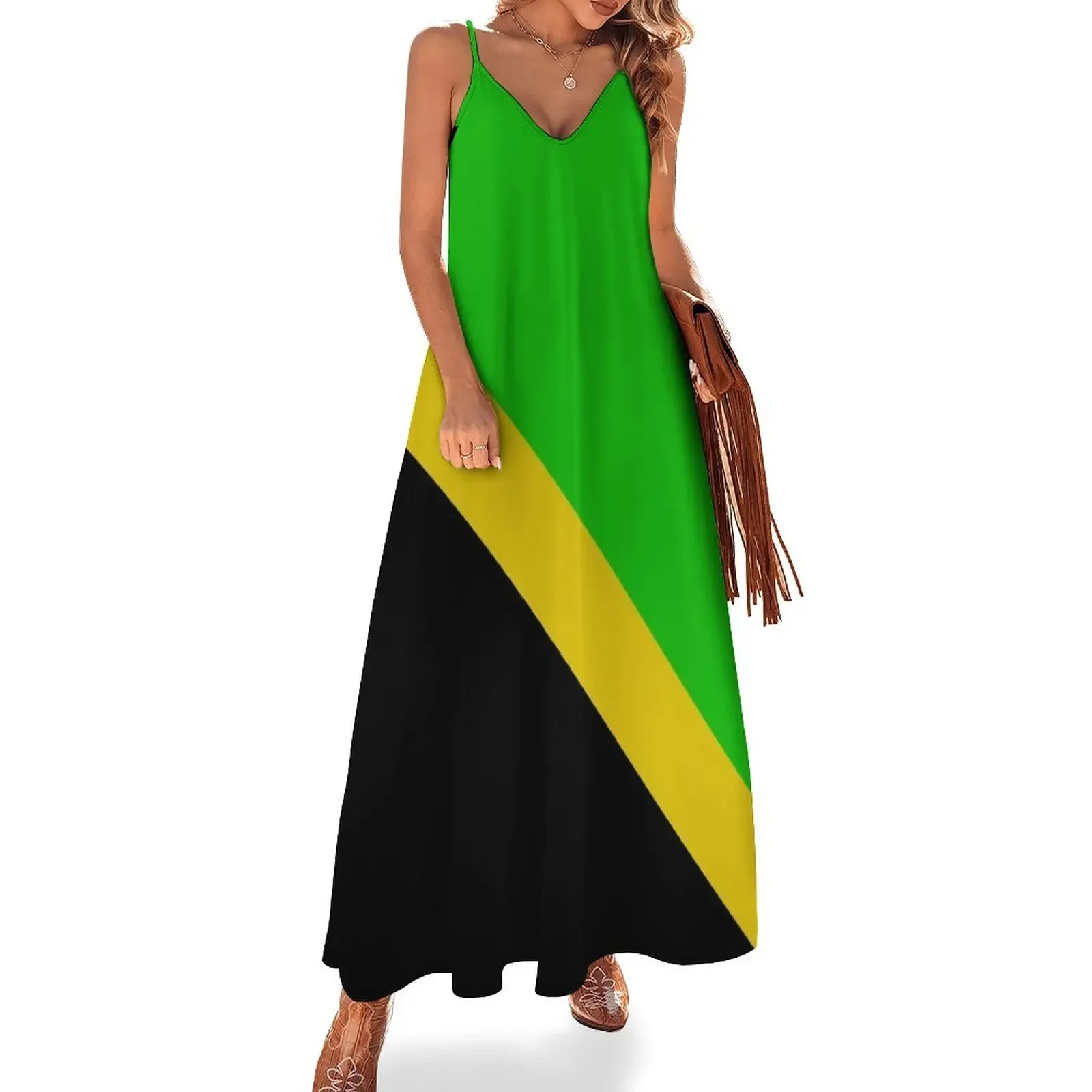 WG jamaican flag concept Sleeveless Dress Casual dresses Women long dress women's summer jumpsuit festival outfit women