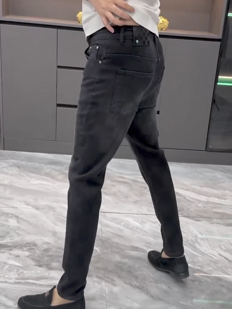 

Модные универсальные мужские джинсы из денима, осенне-зимняя новинка, премиум-качество, стильные европейские повседневные джинсы