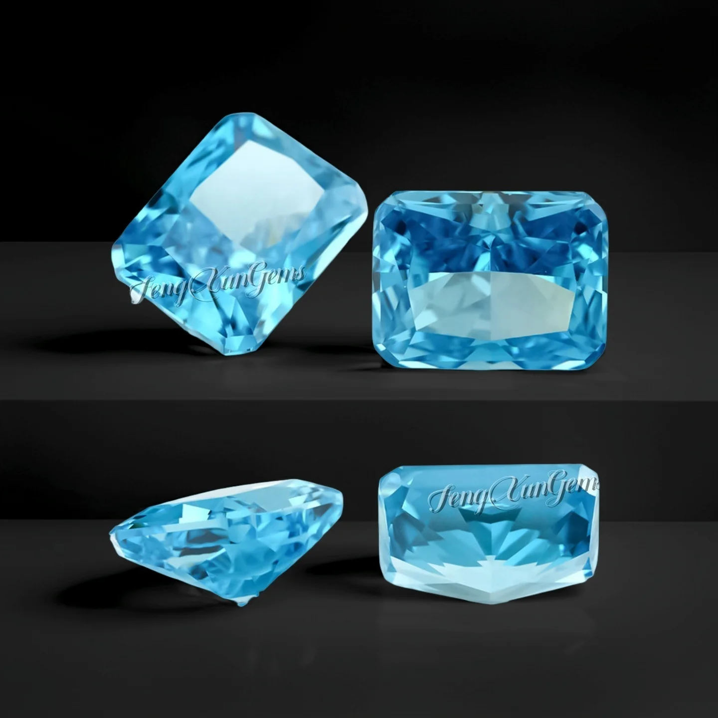 

Octangle Cubic Zirconia Loose Stones Shining Crushed Ice Cut Sea Blue High Quality Gems For Ring Necklace Making