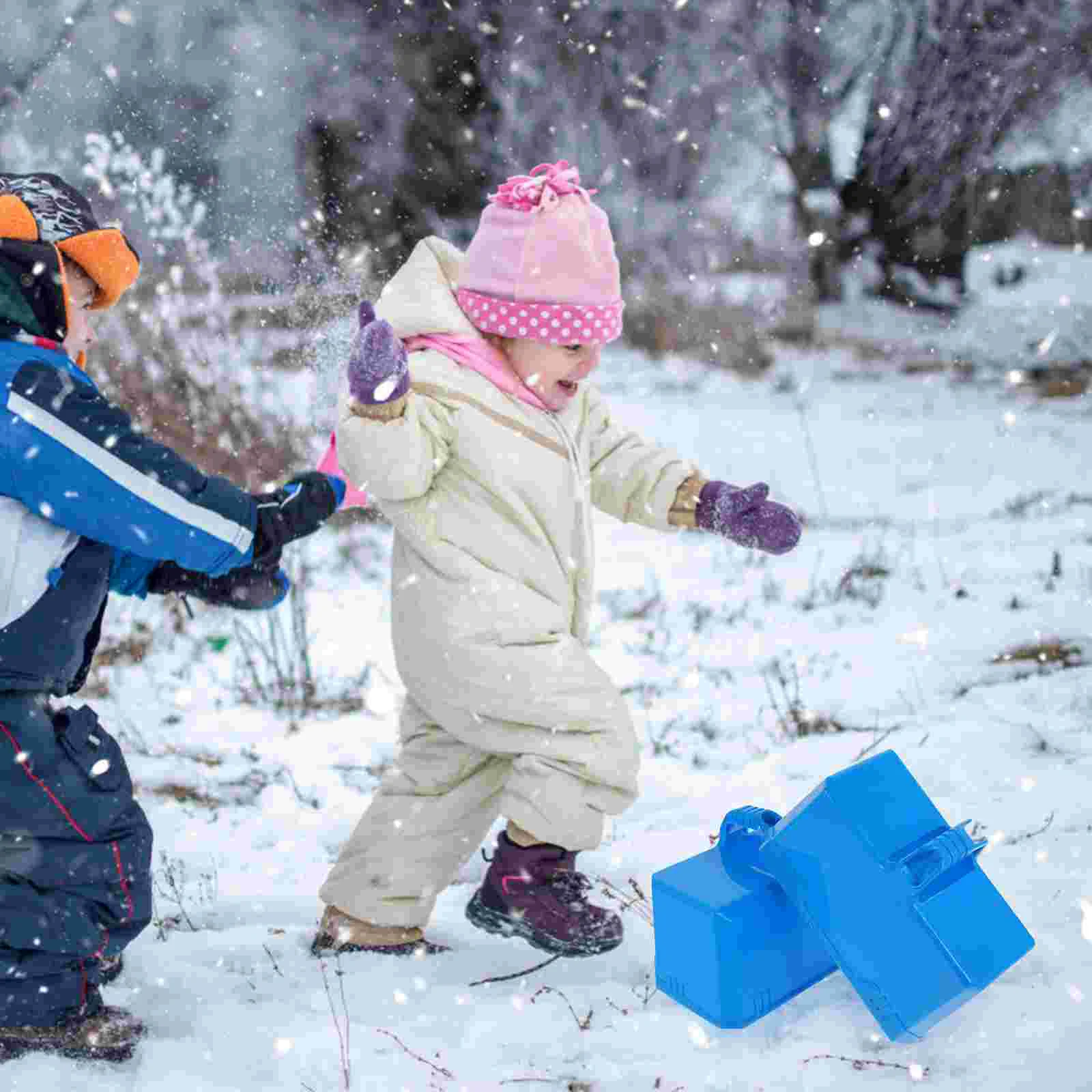 2 pçs blocos neve tijolo molde criança construção globo de inverno plástico praia brinquedo castelo fundação diy