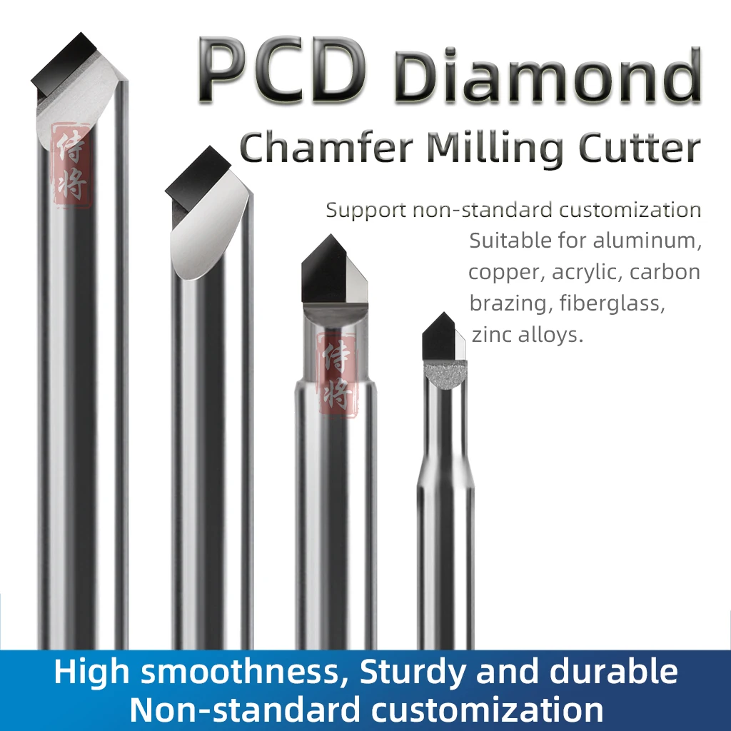 PCD diamentowy frez do fazowania 90 stopni narzędzie do obróbki nowy materiał CNC pogłębiacz z węglika spiekanego bity grawerujące router Bit