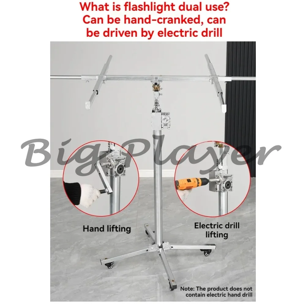 3.8m Electric Manual Ceiling Lift Tool - 3 in 1 Multifunctional Gypsum Board Artifact for Household Woodworking Decoration