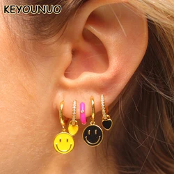 KEYOUNUO Gold Silver Filled CZ Drop Hoop Earrings For Women Colorful Enamel Candy Small Women's Dangle Earring Jewelry Wholesale