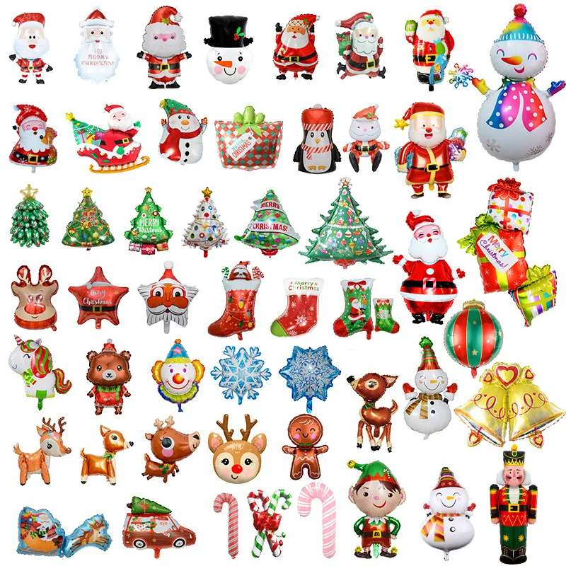 2pcs Large Christmas Foil Balloon Santa Snowman Penguin Candy Merry Christmas Theme Party Decoration 2024 Foil Ball