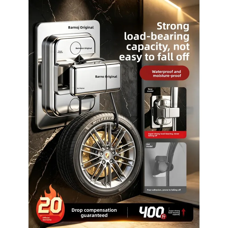 No-drill shower head bracket, a versatile shower head base for bathroom shower systems