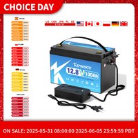 New KEPWORTH LiFePO4 Deep Cycle Battery 12V 100Ah with Built-in 100A BMS For RV Campers Solar Golf Carts Marine Trolling Motor