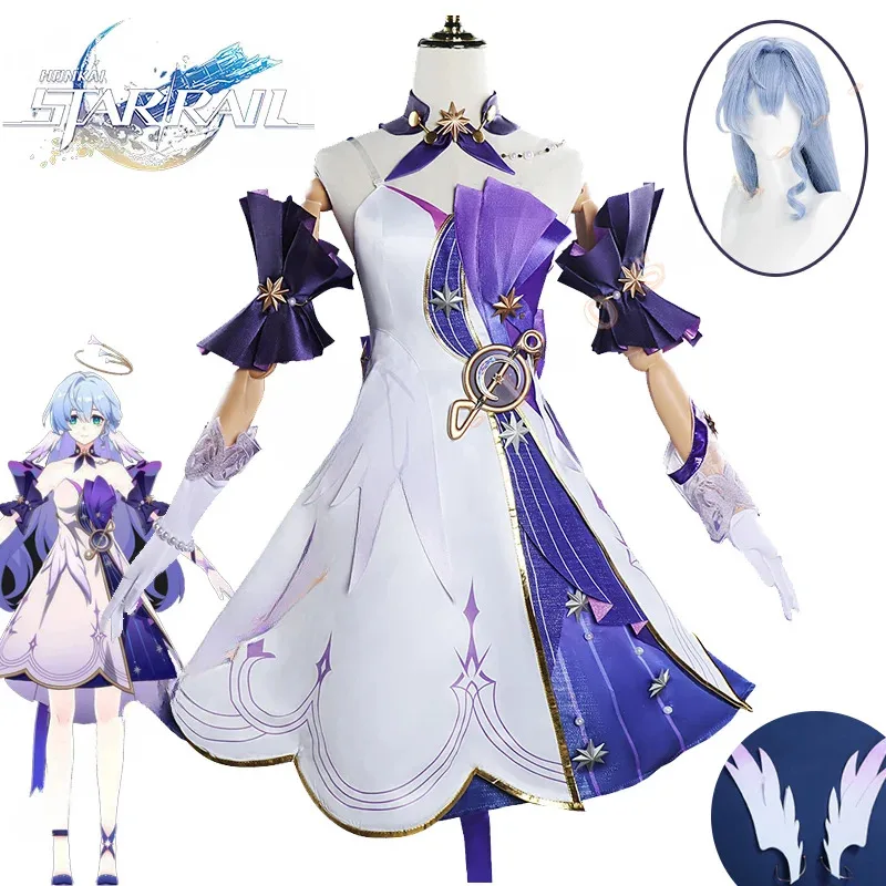 

Honkai Star Rail Robin Cosplay Costume Dress Wig Uniform Wings Headwear Earrings Halloween Party Women Role Play Prop Hot Sale