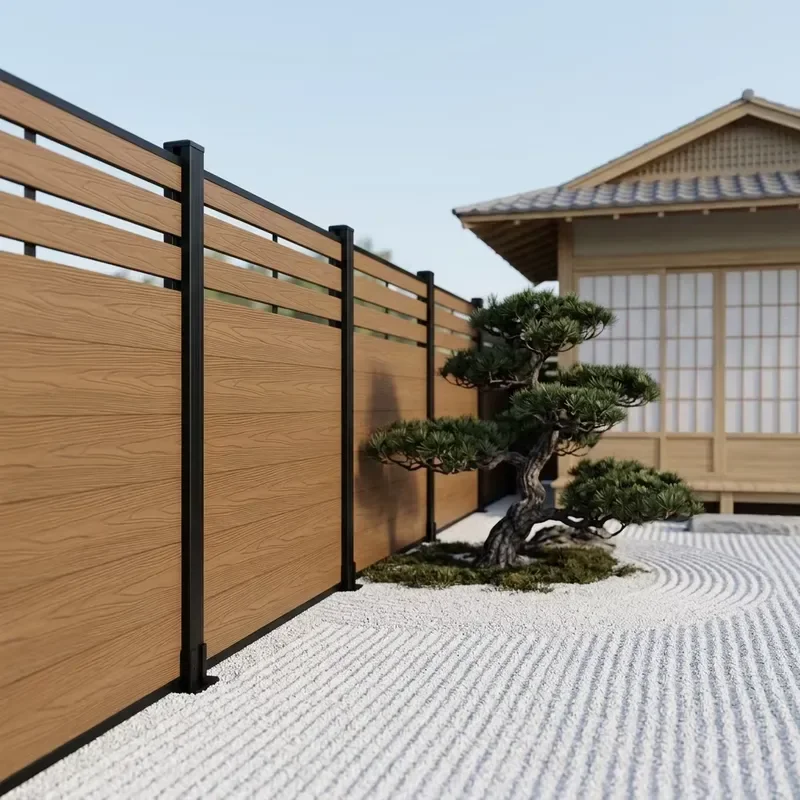 Eco-Friendly Semi-Closed WPC Fence-Australia Style Safety Fencing Weatherproof for Villa Courtyard Patio Boundary