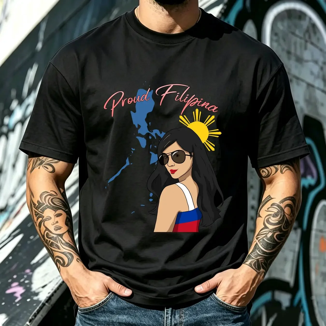washed T Shirt NEW LIMITED Philippines Pinay Filipina Proud Flag Woman Girl Great S 3XL vintage Washed Slightly Breathable