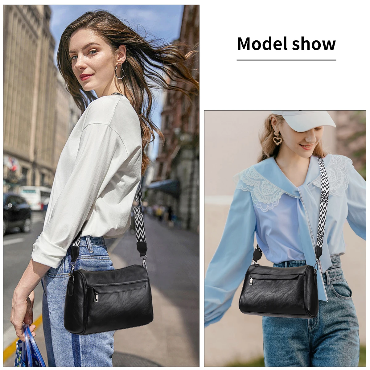 High Quality Vegan Leather Women Crossbody Shoulder Bags 2023 Luxury Handbag Female Messenger Bag with Wide Strap