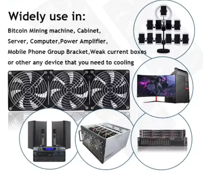 New 120mm 3000RPM Fan Cooling with Controller 12cm 12V 220V Btc Machine Chassis Workstation Cabinet Radiator Server Fan