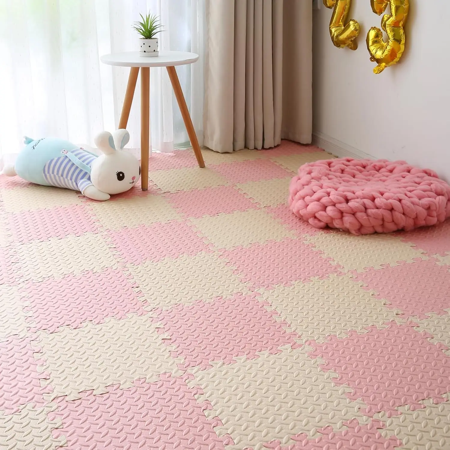 

16 Tiles Foam Play Mat for Baby, Soft & Safe EVA Foam Mats for Floor, Square Baby Play Mat, Solid Colored Kids Foam Puzzle Floor