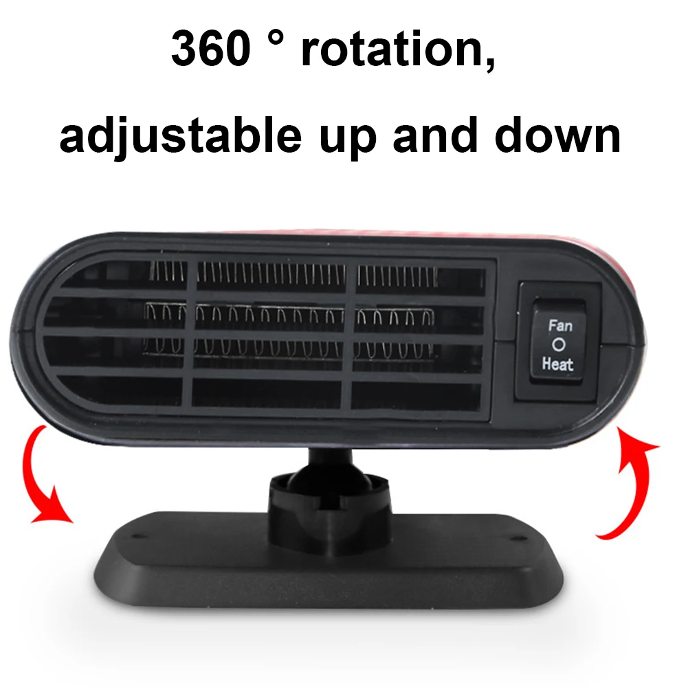 

12/24V Car Electric Heater Fan 360 Rotating Auto Windshield Defroster Defogging Defrosting Heating Fan Car Anti-Fog Heater