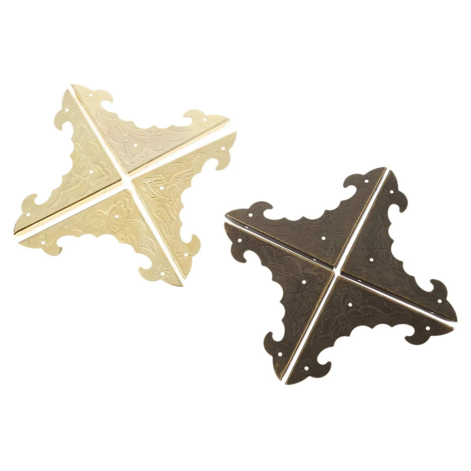 4 stuks antiek brons/goud decoratieve hoekbeugel sieraden houten doos voeten hoekbeschermer bewaker meubelbeslag met spijkers