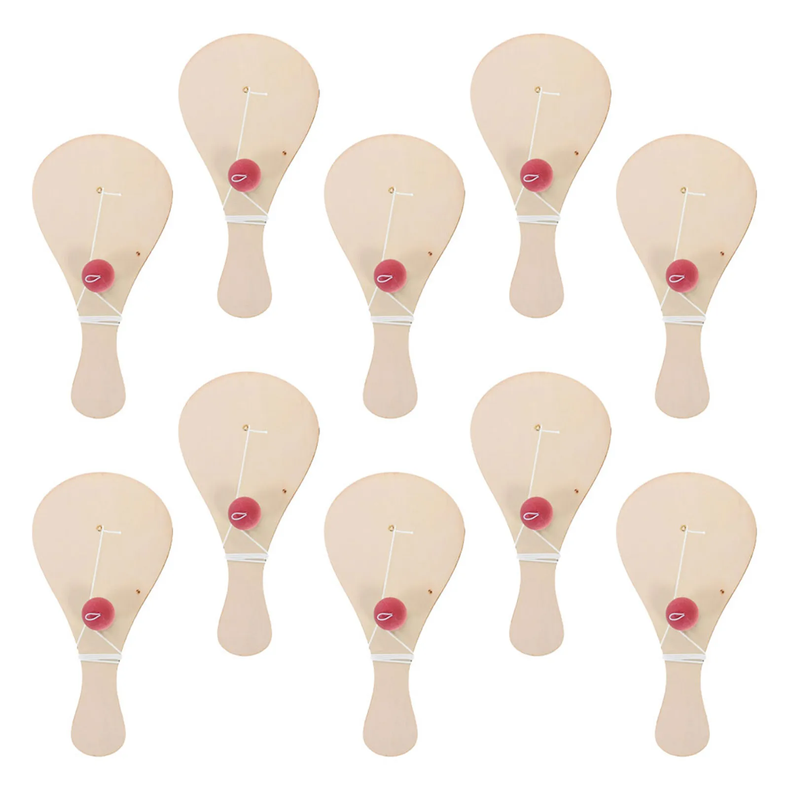 ชุดไม้พายบอลวาดมือ 10 ชิ้น งานไม้ยังไม่เสร็จ สำหรับระบายสี งานฝีมือ เกมสำหรับเด็ก กิจกรรมงานเลี้ยงครอบครัว พกพาสะดวก ไม้พายบอลเด้งดึ๋ง