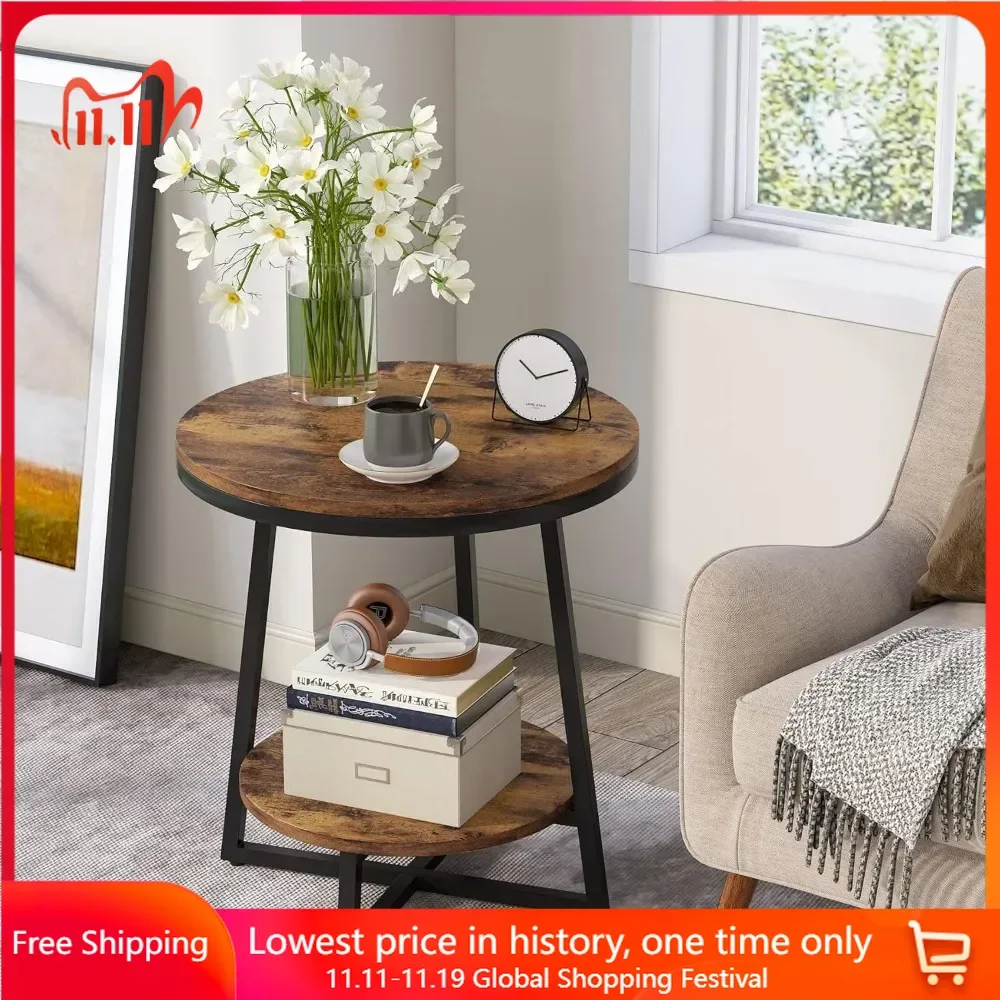 

Solid Wood End Table,Industrial Nightstand Bedside Table Coffee Accent Tables for Living Room Bedroom ,Storage End Tables