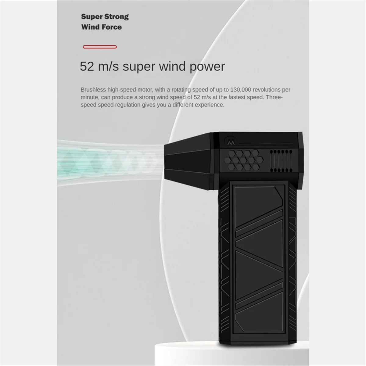 HOT Violent Turbo Fan 130000 RPM Handheld Brushless Motor Three-Speed Adjustment Industrial Duct Fan Violent Blower Gray