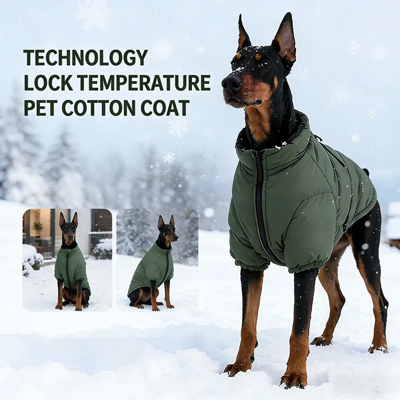 

Large Dog Winter Clothes Warm Fleece big Dog Coat Jacket Labrador German Shepherd Husky Waterproof Dog Clothing
