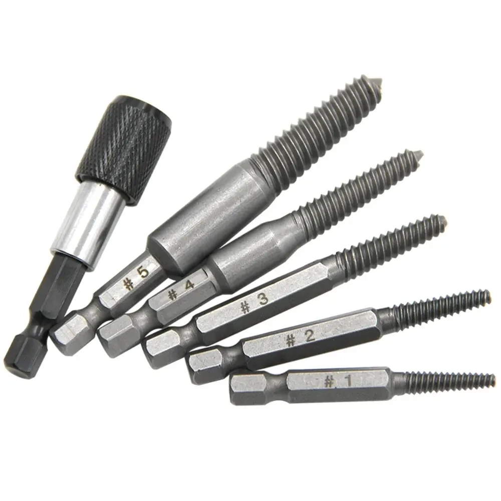 5pc Hexagonal Handle Broken Head Screw Extractor 60mm Black Quick Release Electric Hexagonal Broken Thread Removal Tool Set