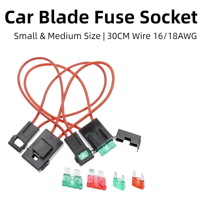 Auto Blade Fuse Holder Inline Socket Small/Medium ATO ATC Fuse Box 14/16/18/20AWG 30CM Wire 12V Car Motorcycle Boat Fuse Socket