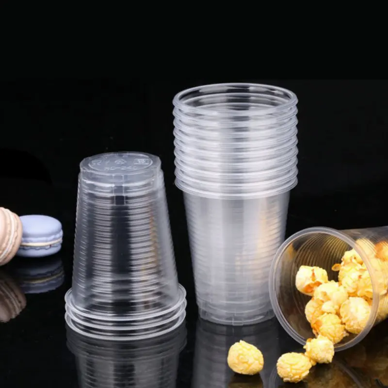 50/100pcs 8oz Plastic Cup Transparent Disposable Cups Cold Drink Tea Cup for Weddings Parties Travel Camping Picnic Utensils