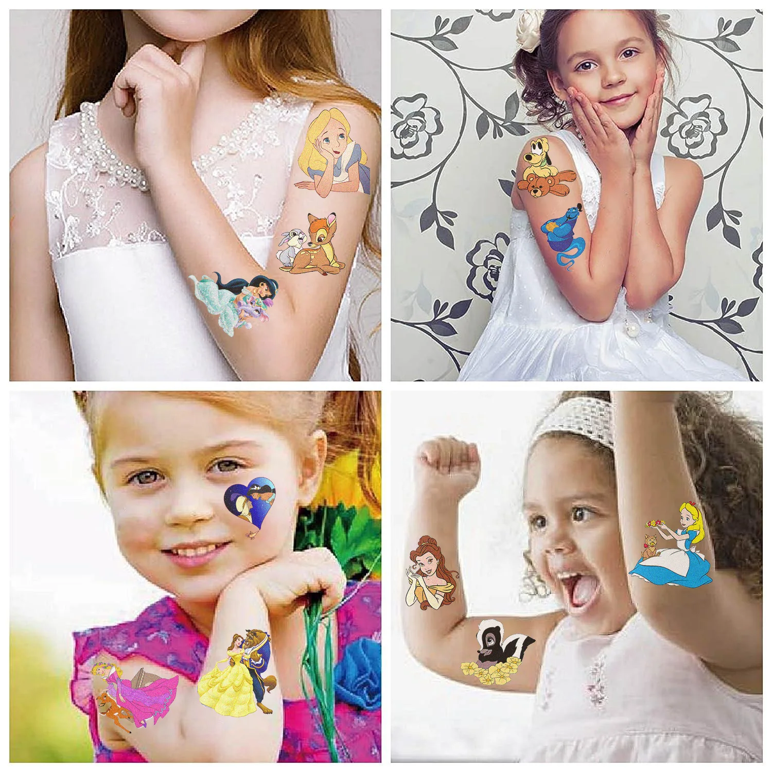 Autocollants de tatouage temporaire Disney pour enfant, stickers, princesse, reine des neiges, mignon, point, drôle, cadeau d'anniversaire, ensemble de 10 pièces