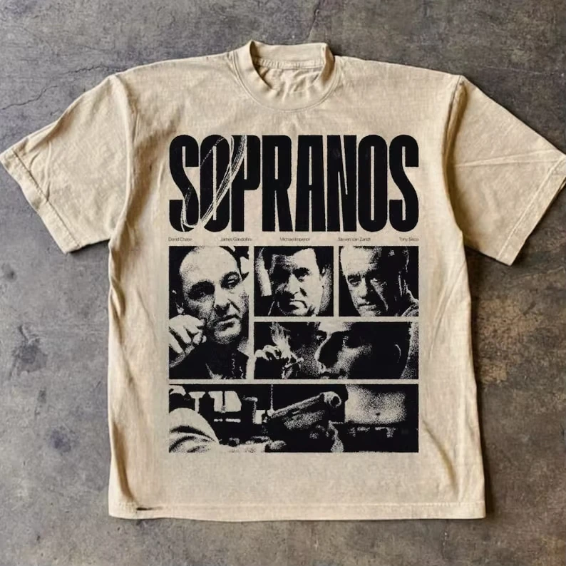The Sopranos Classic TV Show T-Shirt 2000s Retro Graphic Print Cotton Short Sleeve Streetwear Fan Gift Summer 2026 Loose Retro