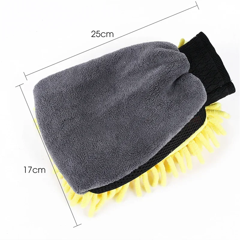 1/5pcs Car Washing Gloves Waterproof Microfiber Chenille Gloves Car Cleaning Mitt Detailing Brush Auto Care Double-faced Glove view 6