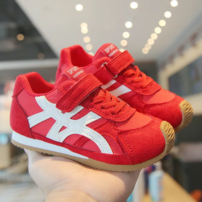 

Spring Autumn Chirldren Sneakers Soft Sole Slip Resistant Boys Sport Shoes Girls Casual Shoes Striped Color Blocking Velcro