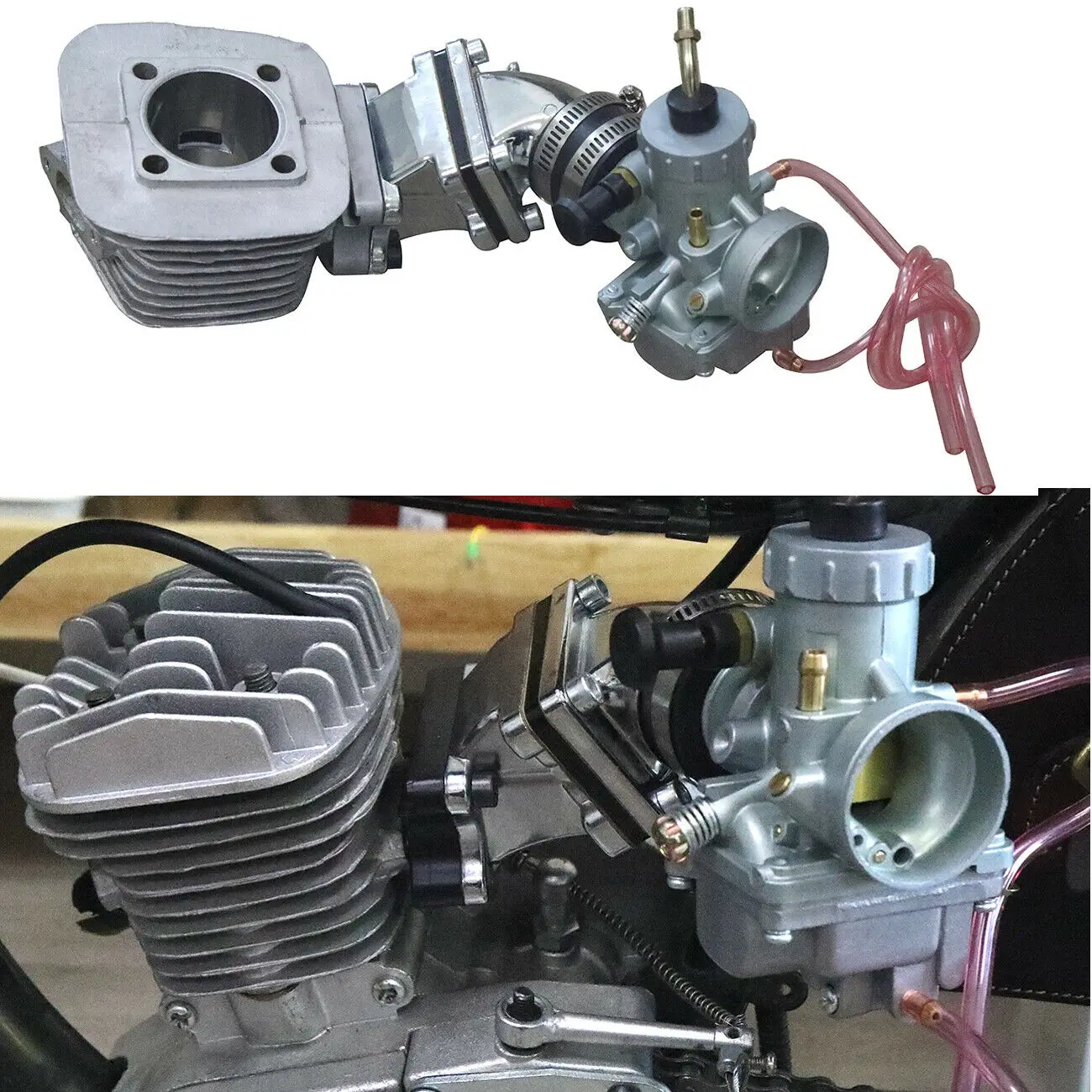 VM24 Carburetor Dio reed valve&Cylinder Setup&Carburetor&Machined block 80cc Gas Motorized Bike