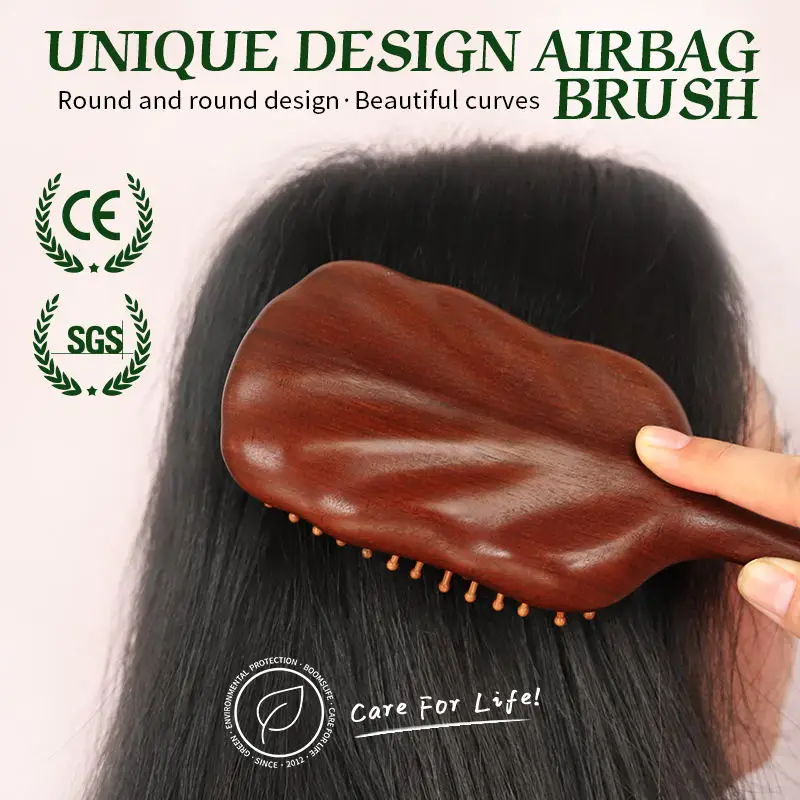 Detangling Hair Brush Women Custom Name Sandalwood HairBrush Wide Tooth Paddle Hairbrush Wood Comb for Hair Massage Scalp Brush