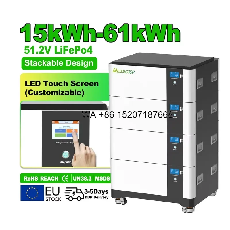 Wmwmnu EU Stock 15kWh 30kWh 45kWh 60kWh Solar Lithium Ion Battery Home Energy Storage 51.2V 48V 300Ah LiFePO4 Battery