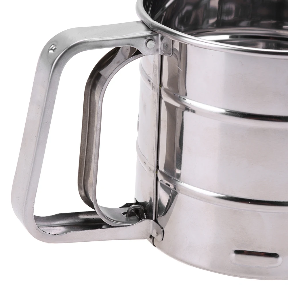 

Flour Mesh Sieve Multi-Function Stainless Steel Sifter with Hand Press Design Flour Strainer Semi Automatic for Home Kitchen