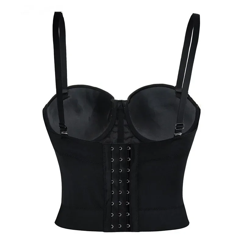 Sexy Womens Y2k Tops Stretch Solid PU Leather Look Bustier Crop Corset Top Party Clubwear Body Shaper Tank Top Women