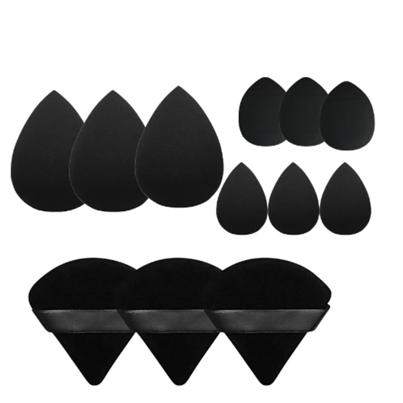 Zestaw gąbek do makijażu w jednolitym kolorze z wyciętymi podkładkami w kształcie kropli do aplikacji makijażu w stylu akwareli