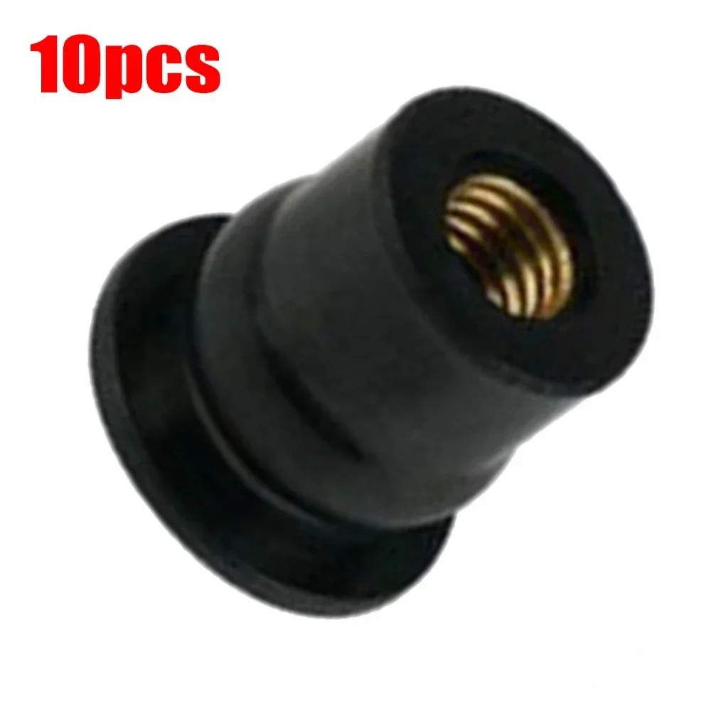 10PCS Universal Rubber Nuts 6mm M6 Neoprene Nuts Damper Panel Fixing Motorcycle Windshield Rubber Rivet Nut With Accessories