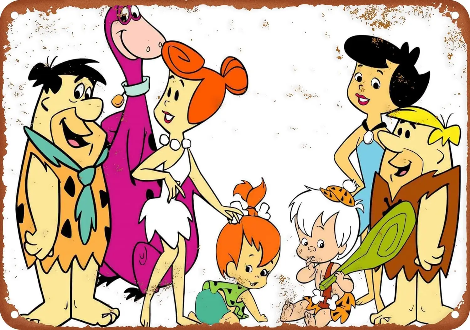 Flintstone Family Poster Vintage Tin Sign Aluminum Signs Wall Art Home Decor Bedroom Kitchen Cafe Pub Plaque 8X12 Inch