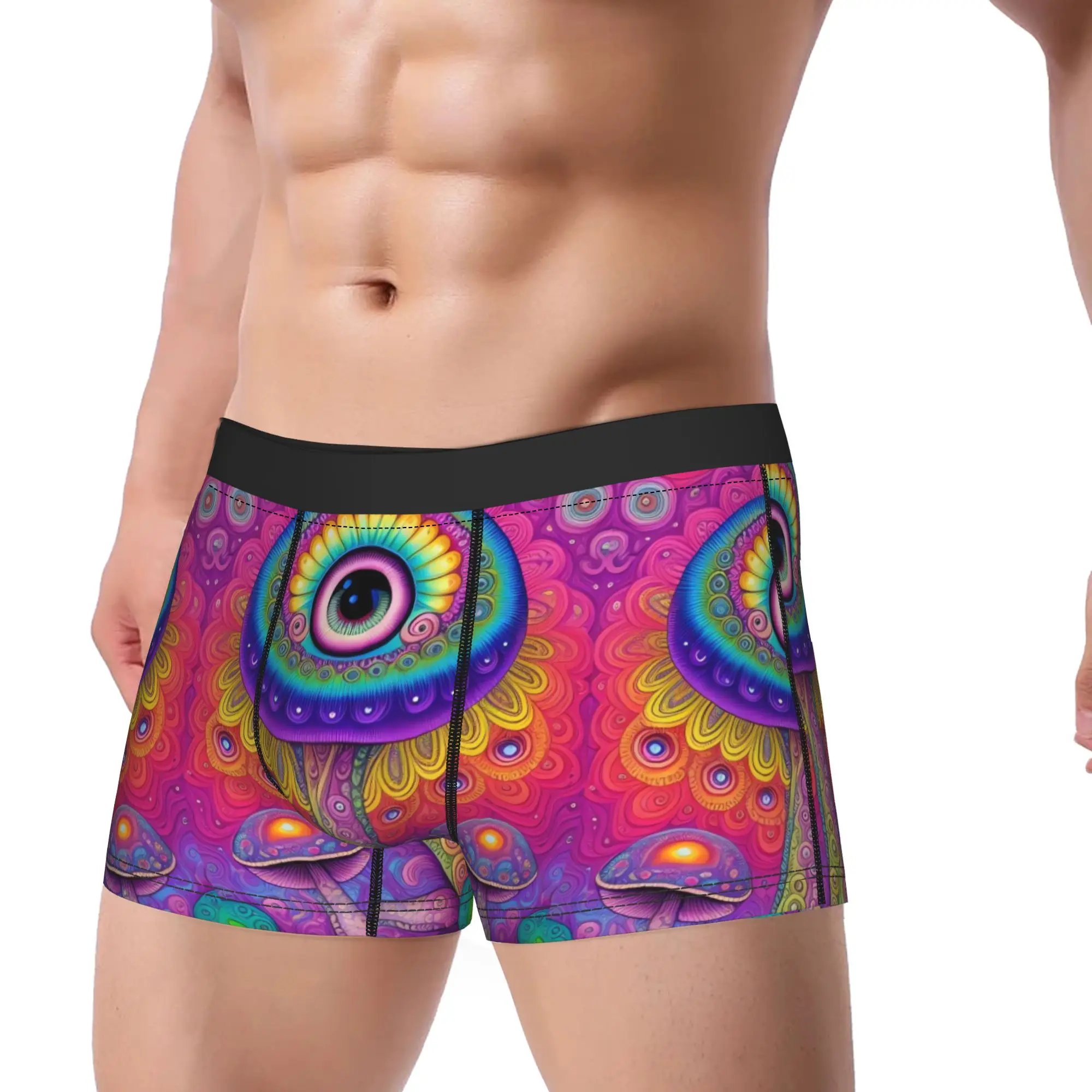 Psychedelic Giant‑eye Magic Mushroom Underwear  Men Shorts Briefs Comfortable Boxer Shorts Quality Design Large Size Underpants