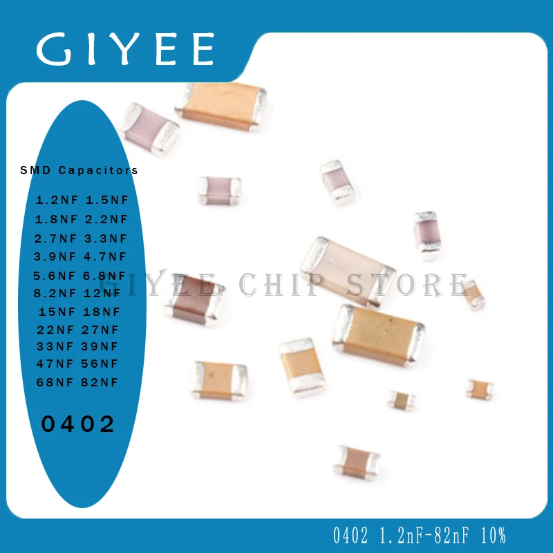 

50PCS/LOT 0402 16V 10% SMD Capacitors 0402 1.2nF-82nF 0402 122K-823K 4.7NF 8.2NF 12NF 22NF 27NF 33NF 47NF
