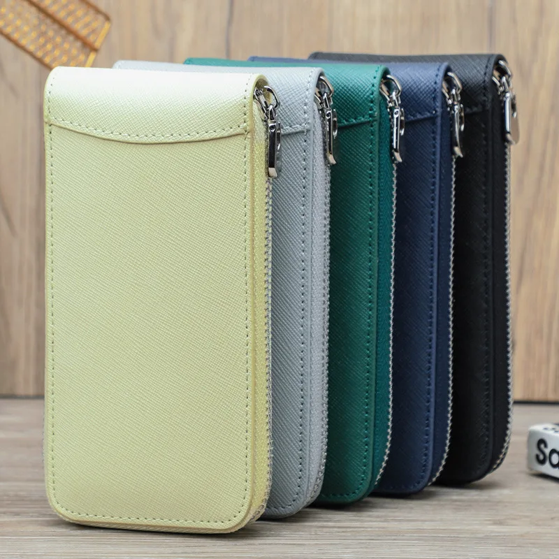Cross-pattern top-grain leather watch pouch for single mechanical watch, portable travel leather watch case, universal
