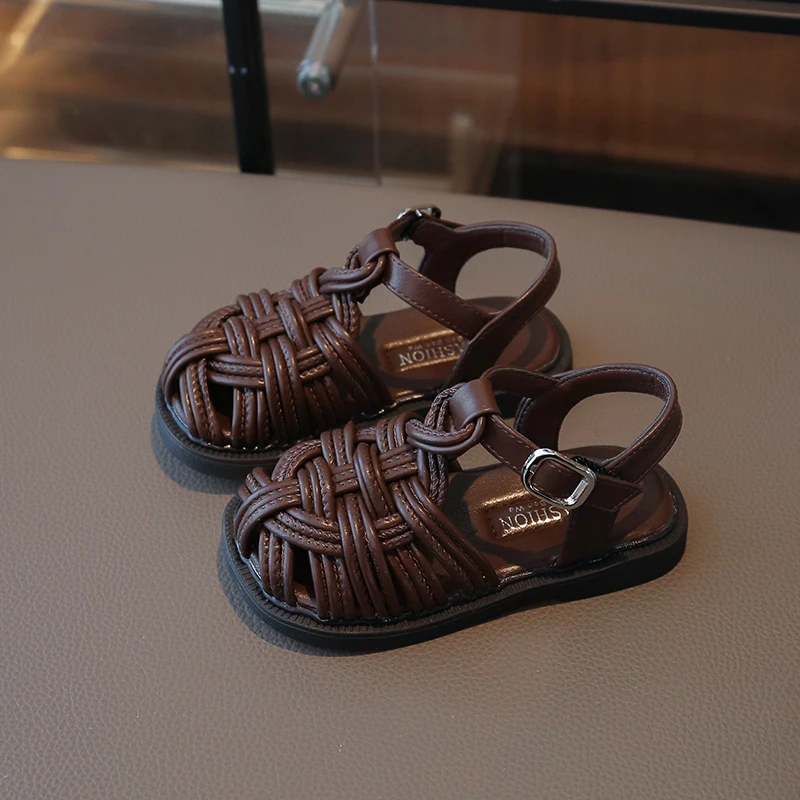 New Sandals Summer Children's Woven Casual Baby Shoes Girls Beach Shoes Slipper Size 22-31